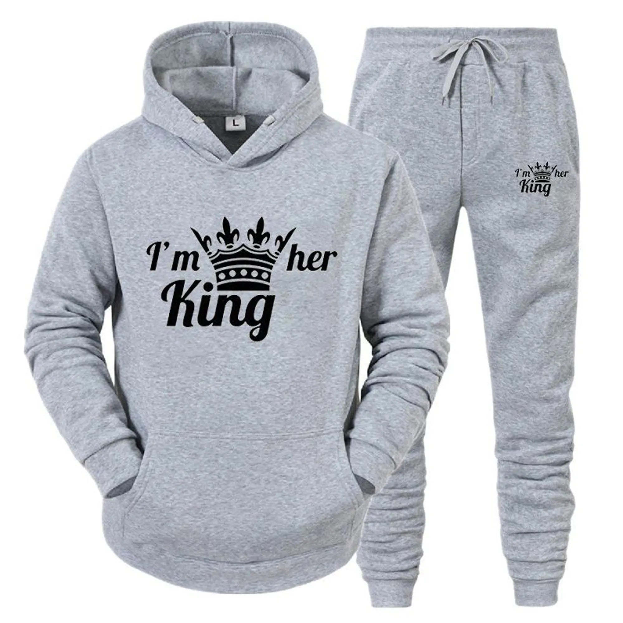 Plain 360 Grams Printed Blank Unisex Tracksuits Sets Manufacturer Oversized Sweatpants Hoodie Set 100% Cotton Fleece