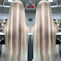 40inch Long Russian Raw Human Hair Highlight Mixed Blonde Silky Straight European Human Hair HD Lace Front Wig for White Women