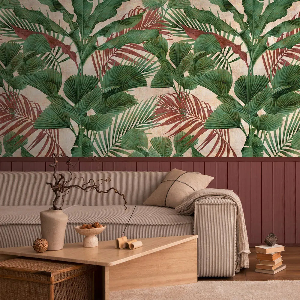 Livingwalls Germany Photo Wallpaper Murals Non Woven Vinyl Green Red Beige Floral Bedroom Hospital Mall Living Room Mould-Proof