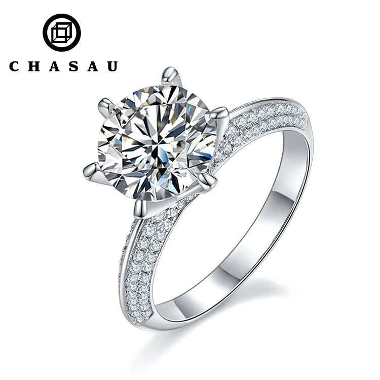 High Quality Fashion Women Luxury Fine Jewelry 3ct 3.0ct 3 Carat 9mm Moissanite S925 Sterling Silver Wedding Engagement Rings MegaBDM