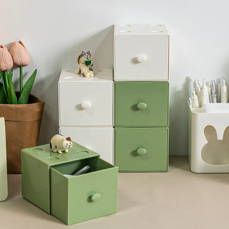 Desktop Building Blocks PS Plastic Square Stackable Storage Box Free Combination Cosmetic Sundries Storage Box