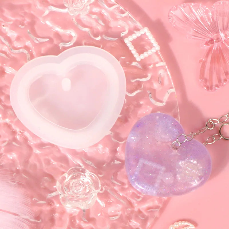 Heart Pendant Silicone Mold for DIY Wind Chimes Keychain Small Coaster Resin Casting Mold Jewelry Making Craft Home Decoration