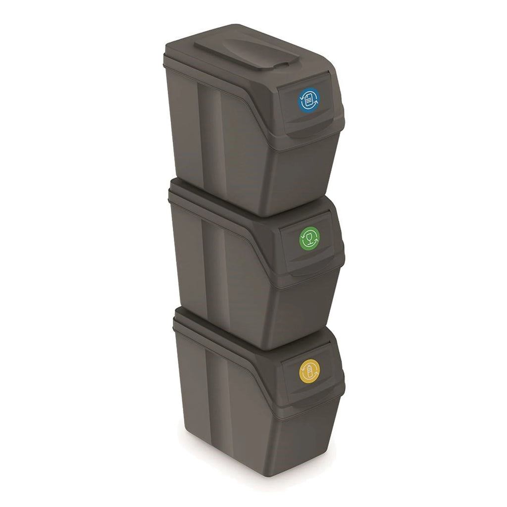 Set of 3 KEDEN SORTIBOX recycling bins grey volume 3x20L