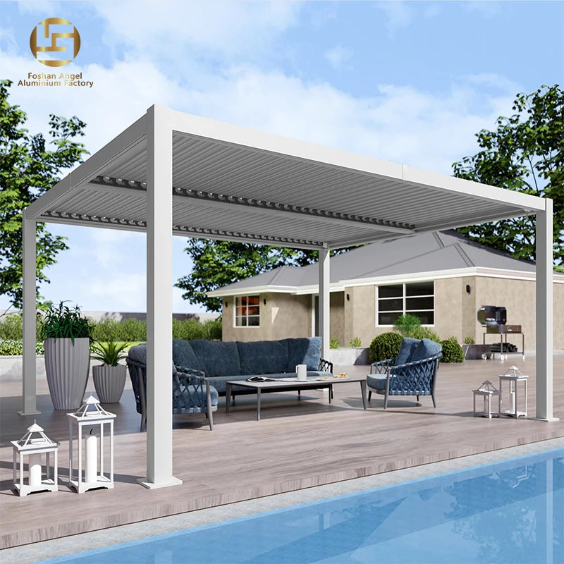 Premium-grade Aluminum Retractable Pergola for Patio Balcony 4x6m/3x6m Sizes LED Lighting Manual/Motorized Operation Sun