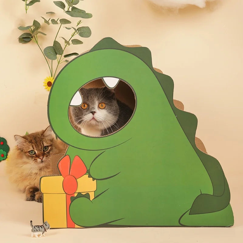 Interactive Dinosaur-Shaped Cat Scratcher Sustainable Paper Cat Scratching Post With Play and Rest Features