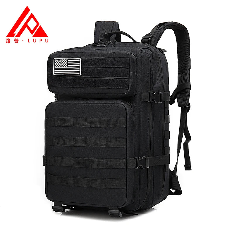 Hot Sale Custom Black Tactical Backpack Outdoor Waterproof Polyester Lining Fashion Style Mochila Tactic Hiking Survival Bag