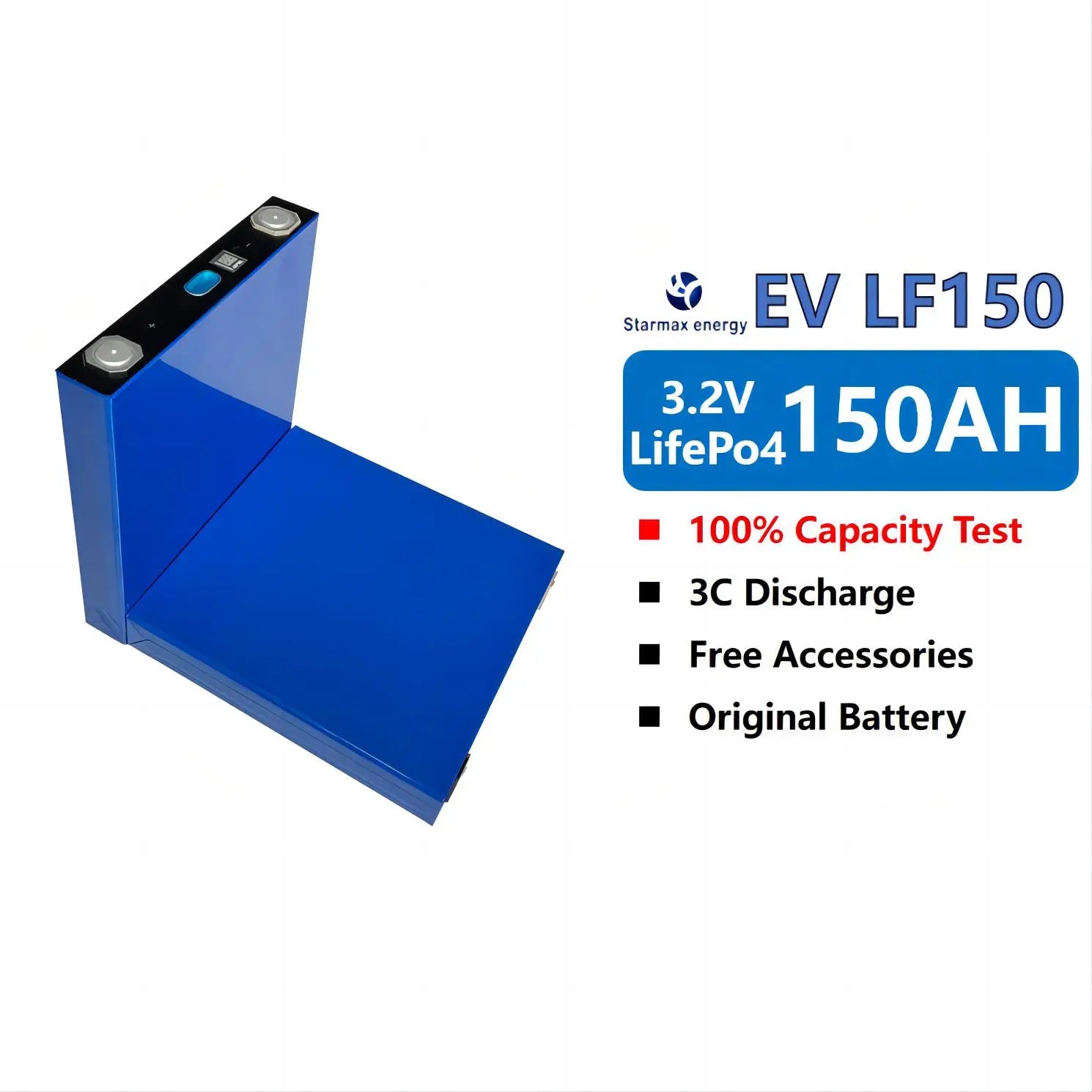 Starmax LF150 3.2V 150Ah Prismatic Lifepo4 Battery Cell 12V 150Ah Charger for Household Energy Storage Durable Lithium Ion