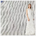 YX1251 Popular in Russia White Tassel Chiffon Jacquard Fabric Feather Design Nylon Jacquard Fabric for Dress Woman MegaBDM