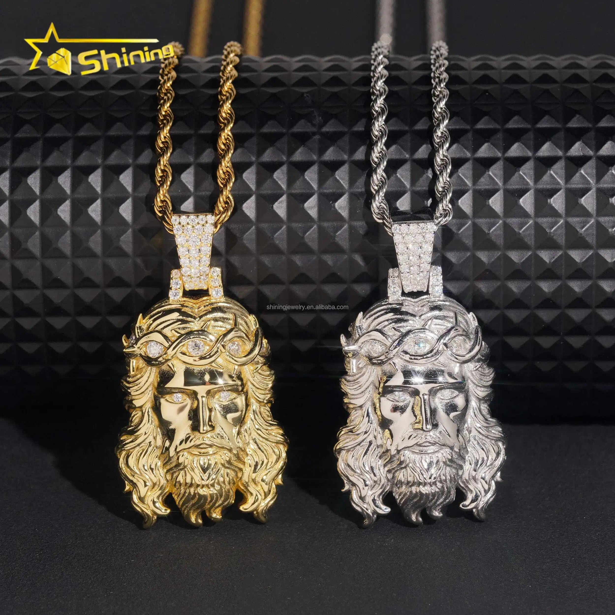 GRA Certificate Wholesale Lowest Price Jewelry Hip Hop Iced Out FL Moissanite Diamond S925 Silver Religious Jesus Pendant Charm