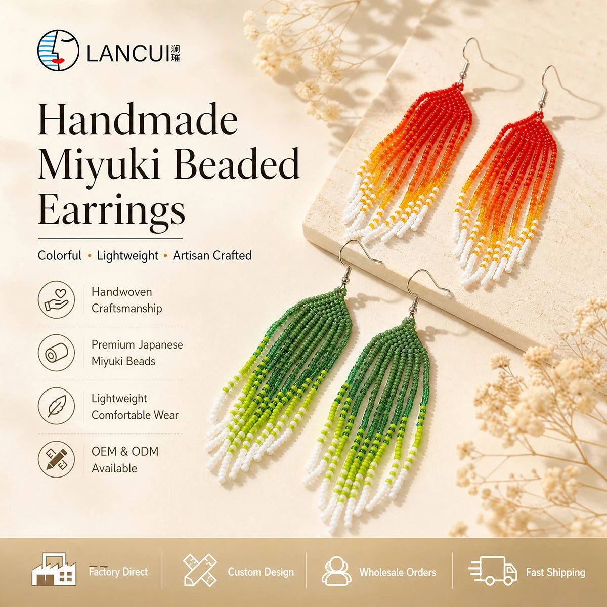 Wholesale Boho Y2K Jewelry 2025 Ladies Women Mardi Gras Handmade Unique Miyuki Long Drop Tassel Seed Bead Earrings