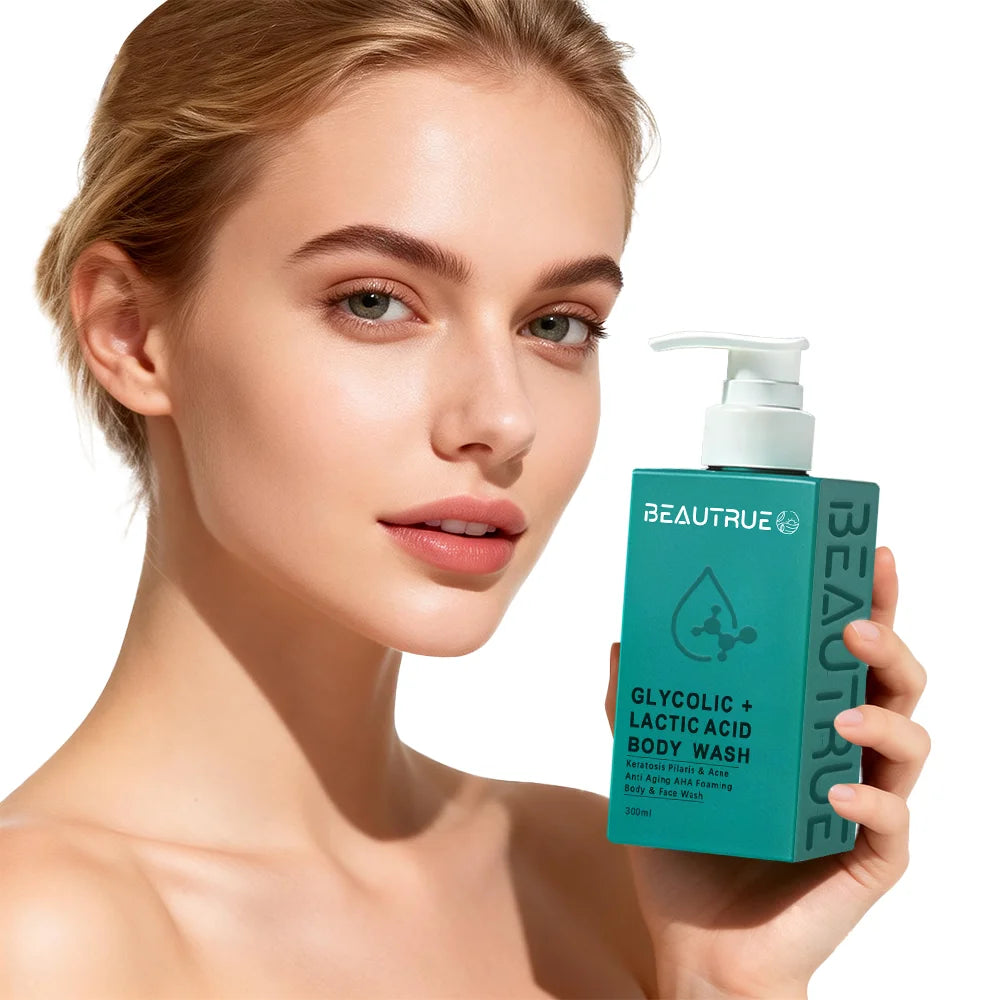 Wholesale Glycolic Acid Lactic Acid Exfoliating Body Wash Gel KP Bump Eraser AHA Foaming Cleanser Keratosis Pilaris Acne Aging