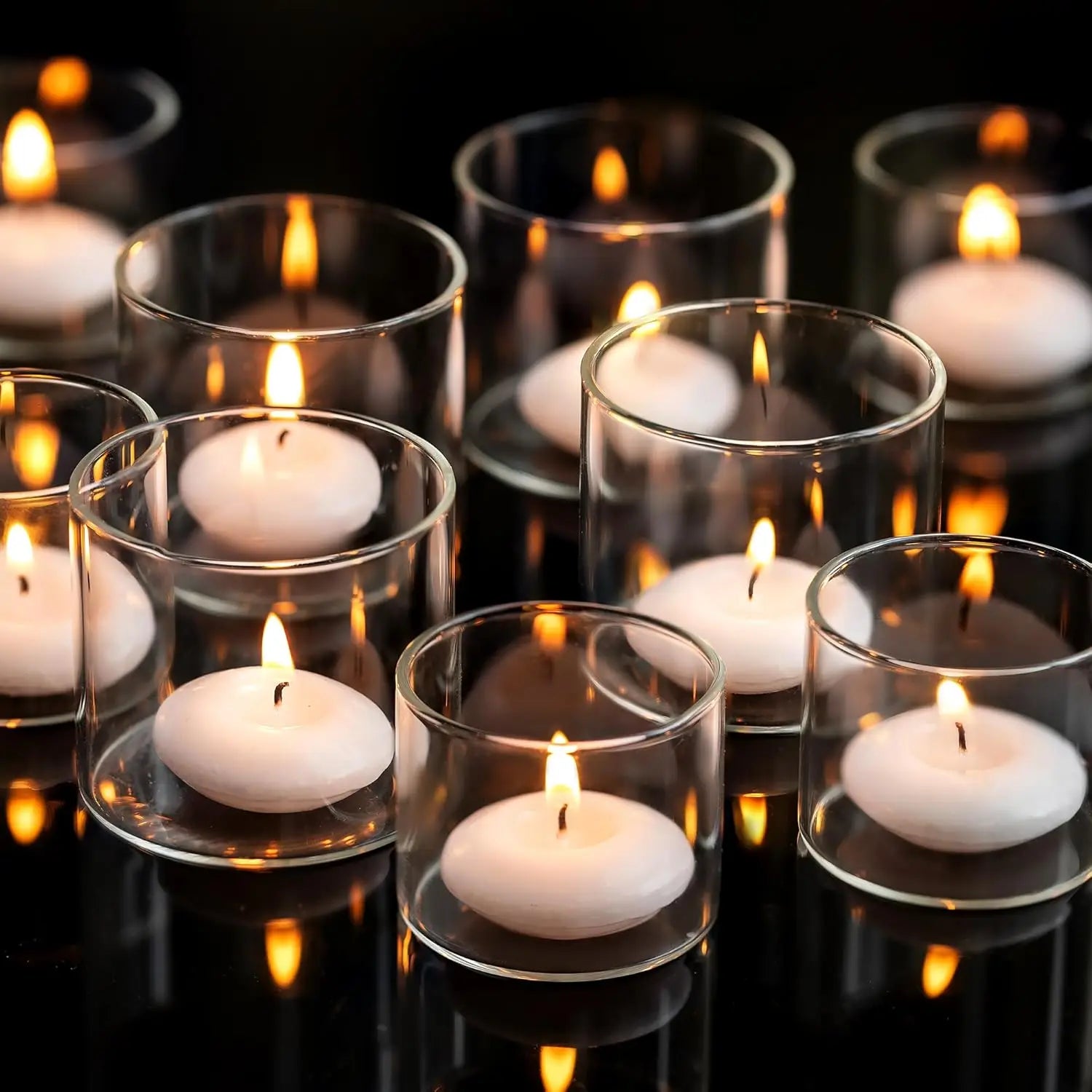 Glass Candle Holder Clear Tea Light Holders Mini Floating Candle Holders for Home Christmas Party Table Centerpieces Decor
