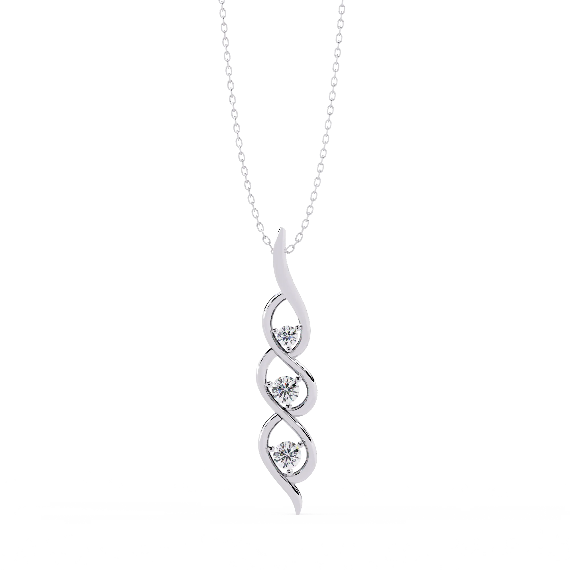Wholesale 14K Gold Plated Women's Luxury IGI Certified Custom Pendant Natural Aquamarine Cut Gemstone Twisted Diamond Necklace