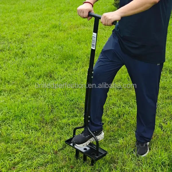 Industrial-Grade Manual Lawn Spike Aerator T-Handle Soil Aerating Tool with Four Iron Spikes Customizable OEM