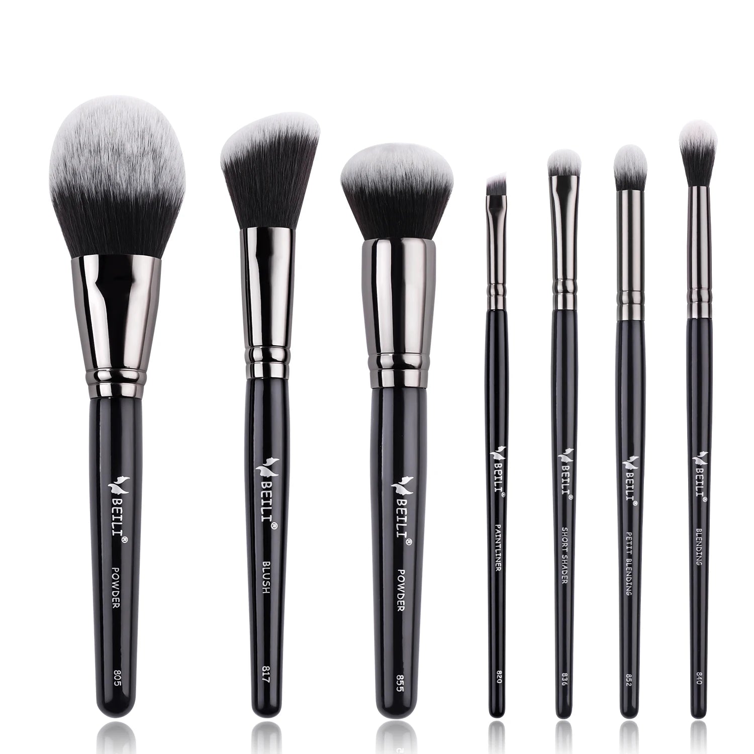 BEILI Private Logo Wood Handle Synthetic Hair Eyeshadow Eyebrow Powder Foundation Brush Set Make up Blending Make up Brush