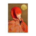 Made In Germany - Home Decor Canvas Picture Flamingo - Wall Painting Mural In Red And Gold - Canvas Picture On Stretcher Frame