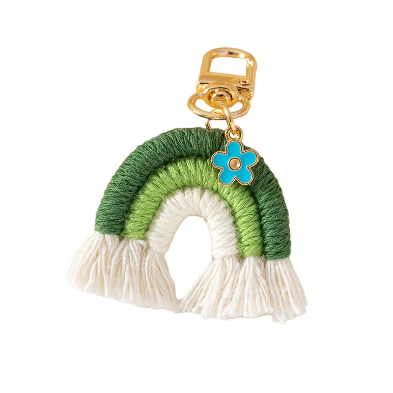 Wholesale New Hand Woven Fashionable Tassel rainbow Cloud Bag Pendant Niche Bohemian Knitted Pendant