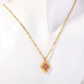 December Birthday Stone Necklace Geometric Diamond Dangle Charm Necklace