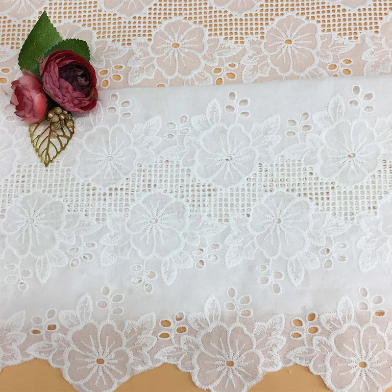 New Fashion Cotton Cutout Embroidery Fabric Flower Punch Dress Fabric Lace Cotton Fabric