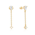 CANNER Simple S925 Sterling Silver Water Drop Teardrop Zircon Long Chain Tassel Opal Diamond Pendant Earrings 18k Gold