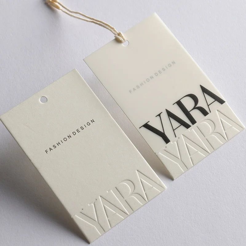 Luxury Custom 3D Relief logo Gold Stamping Ready to Wear Plastic Label Branding Tags