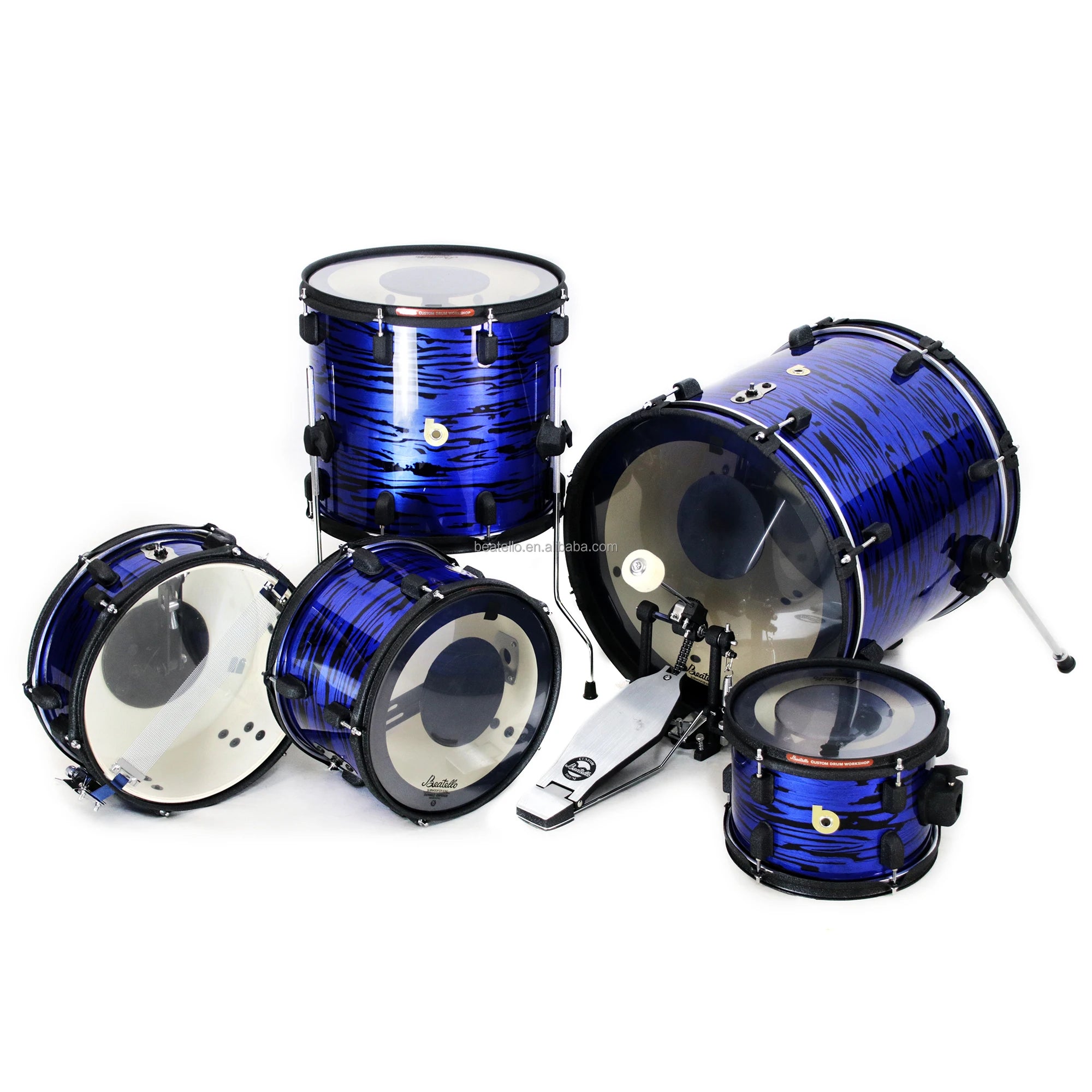 Beatello Blue Professional Full Set Silent Percussion Instruments Adult Acoustic Mute Drum