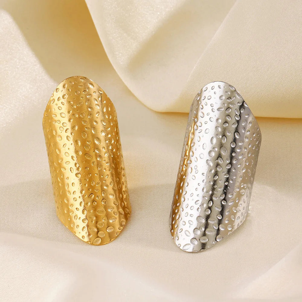 Fenyi Wholesale Hot Sale Unique Design Jewelry Fashion Retro Stainless Steel Exaggerated Geometric Wide Face Ring for Women