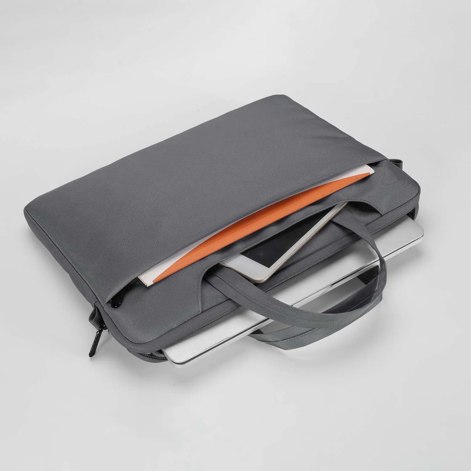 16.1" Genuine Leather Laptop Briefcase 1430173 Grey Sling Carrying System Soft Work Computer Bag