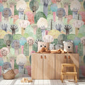 Made in Germany Photo Wallpaper Murals Forest Coloured Green Pink Blue Non Woven Vinyl Premium Wall Mural Trees - 159 x 280 m