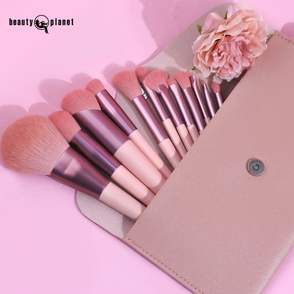 Beauty Planet 12pcs Pink Handle Cosmetic Brush Wholesale Brush Professional Women Foundation Brush Grooming Kit for Women