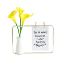 Modern Metal Photo Frame with Mini Ceramic Vase Desktop Decoration Stand | Nordic Home Table Decor for Flowers Notes Display