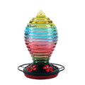 Hand Blown Glass Modern Hummingbird Feeders with Rust Resistant Metal Stations for Outdoors Hanging Porch Backyard Decor