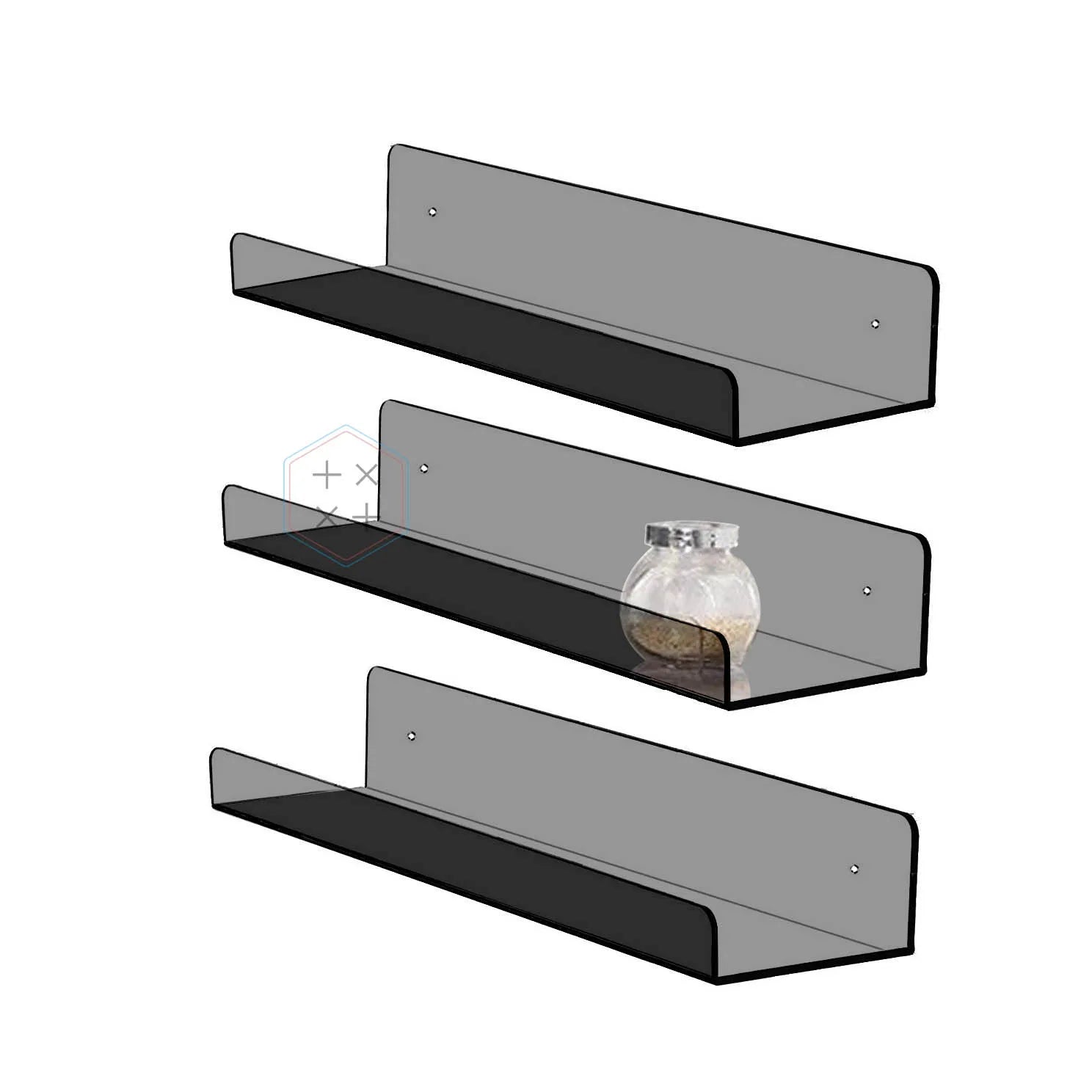 38 X 11 CM Modern Eco-Friendly for Black Transparent PS Sectional Display Shelf Easy Assembly for Retail Advertising Nail