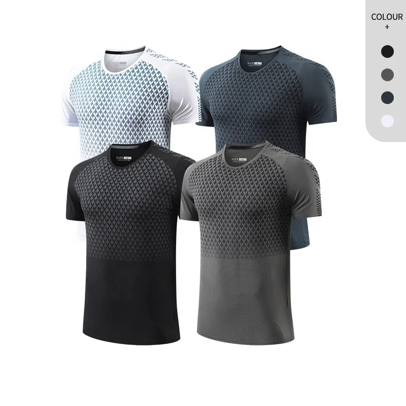 Summer Quick Dry Workout Gym Fitness Short Sleeve Print Tshirts Tshirt for Men