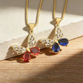 QIKU Luxury 4 Colors Rhinestone Butterfly Shape Pendant Women Necklace Copper Zircon Jewelry Accessories Wholesale Dropshipping
