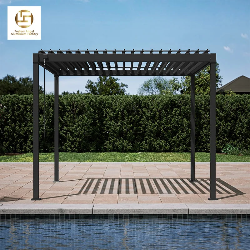 Luxury Motorized Aluminum Pergola with LED Lighting-Waterproof & Rainproof for Balcony & Outdoor Use Customizable Sizes