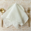Wavy Pattern Jacquard Napkin Hemstitch Dinner Cocktail Beverage Washable White Linen Serviette Tissue Paper Wedding Napkins