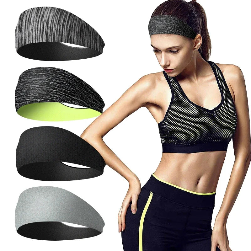 Breathable Sweat Absorbent Sports Headband for Men and Women - Stretchy Athletic Headband for Running Tennis Yoga and Fitness