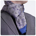 Exve Exclusive Elegant Double-Sided Silver Blue Floral Pattern Jacquard Woven Silk Turkey Scarf Durable and Stylish Accessory