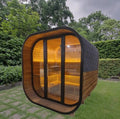 Modern Outdoor Cube Sauna Room Glass Door 6KW Electric Stove 6 Person Capacity Featuring Wet Steam With Spruce SAUNA ROOM MegaBDM