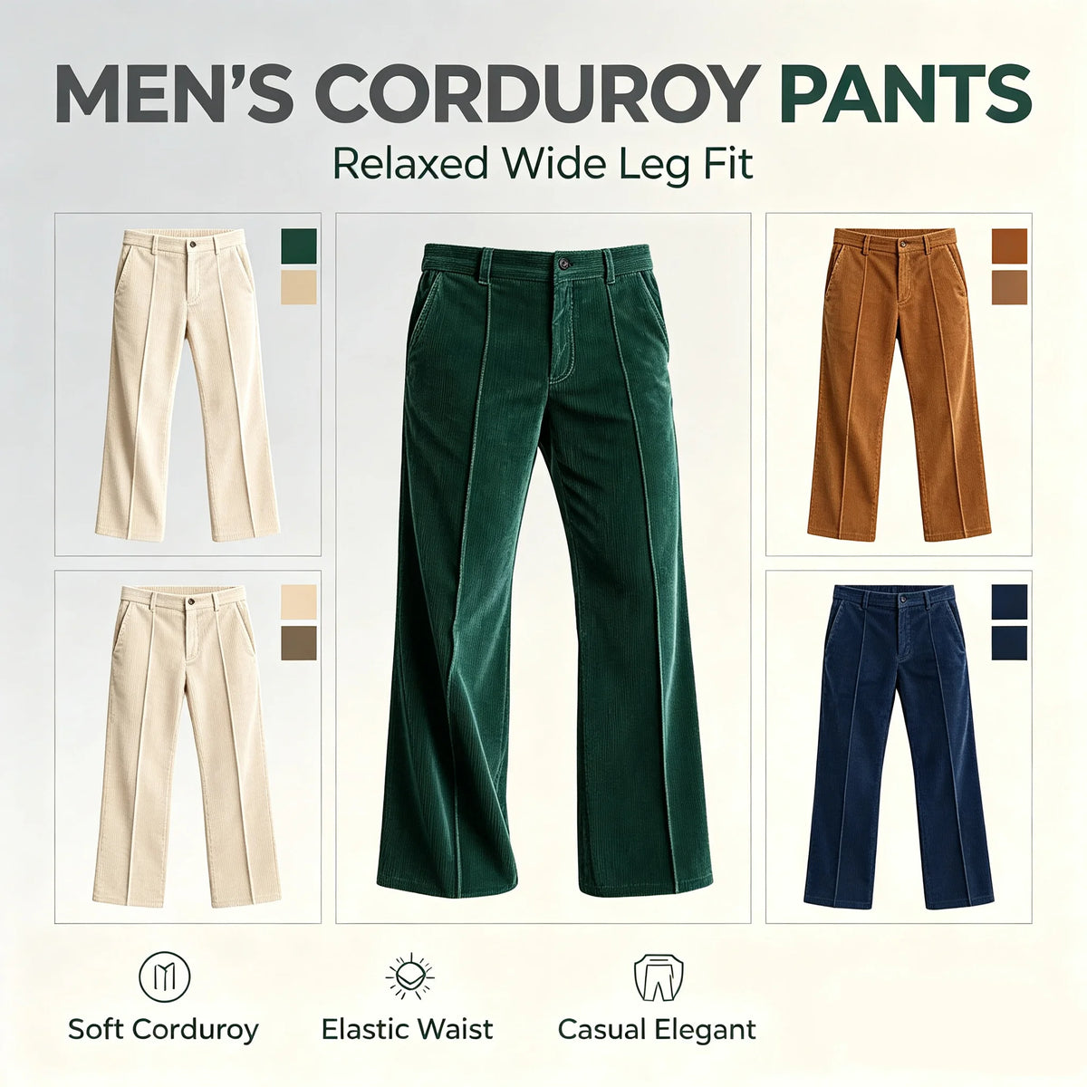 Best-selling 2026 Men's Autumn Velvet Slanted-Pocket Comfortable Business Daily Vacation Fashion High-Quality Flared Pants. MegaBDM