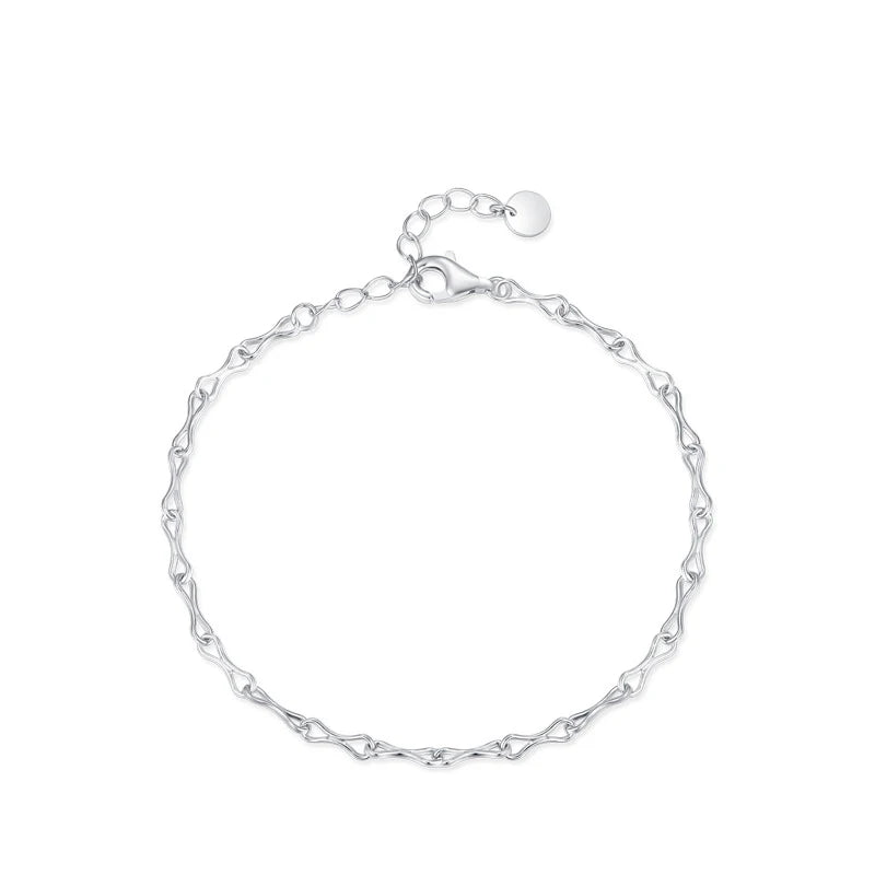 SL1653 S925 Sterling Silver Unlimited Symbol Bracelet Female Niche Design Plain Silver Bare Chain Light Luxury Fine Bracelets MegaBDM