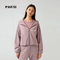 PASUXI Women Hooded Zip Cardigan Jacket Oversized Winter Knit Coat Casual Gym Yoga Sweater for Gym Running & Casual Wear