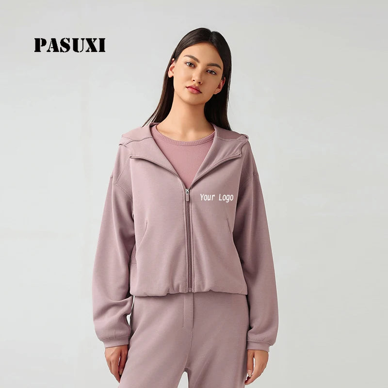 PASUXI Women Hooded Zip Cardigan Jacket Oversized Winter Knit Coat Casual Gym Yoga Sweater for Gym Running & Casual Wear