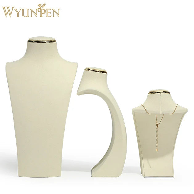 WYP Luxury Style White Jewelry Necklace Bust Display Props Set for Jewelry Store Showcase