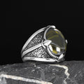 Azuris Turkish-Made 925 Sterling Silver Men's Ring Original Ottoman Style Natural Stone Fine Jewelry Model WALKH1072