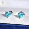 6.5mm Heart Shape Paraiba Lab Grown Gemstone 18k Solid Gold Earring Earrings for Women Gift