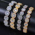 Hip Hop Bling Tennis Chain Bracelet Palladium Plating 18K Gold Plated Brass Iced Zircon Fashion Jewelry Bracelet for Women Men