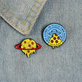 Wholesale Pizza UFO Planet Enamel Pin Custom Clothing Brooch for Badge Silver-Plated 2-Sided Food Jewelry Gift for Friends