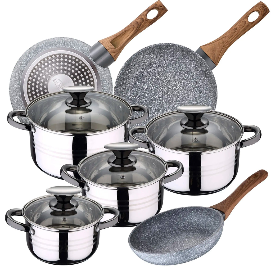 SAN IGNACIO Dina 8-piece stainless steel cookware set with frying pans (22/24/26 cm) SAN IGNACIO Daimiel in forged aluminum